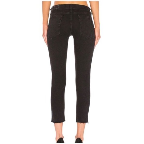 Rag & Bone Stone Black Ankle Dren Slim Boyfriend Jeans Frayed Hem Size 28 - Picture 2 of 12
